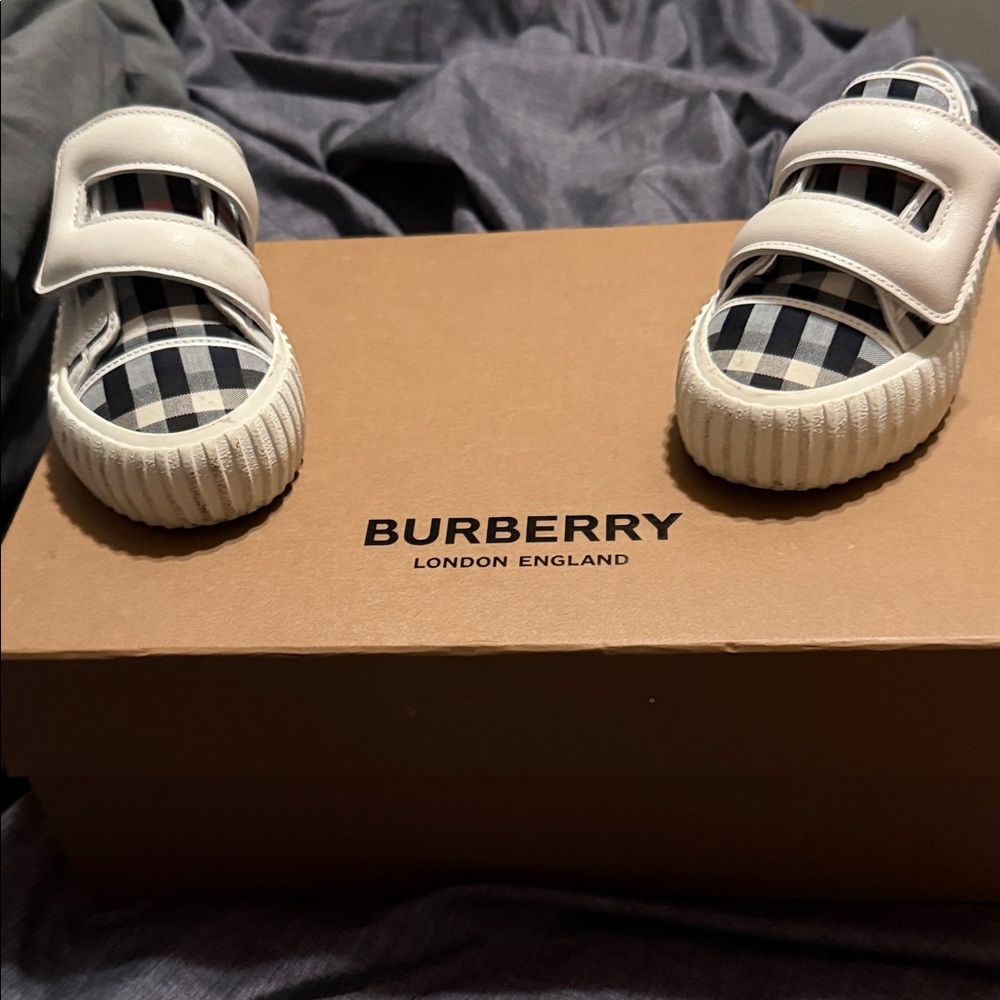 Burberry Kids Black and White Checkered Sneakers